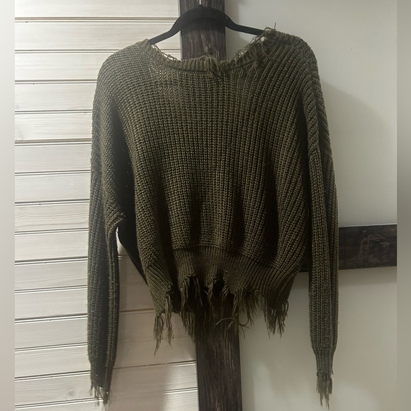 Polly & Esther Distressed Drop Shoulder Sweater - Picture 3 of 4